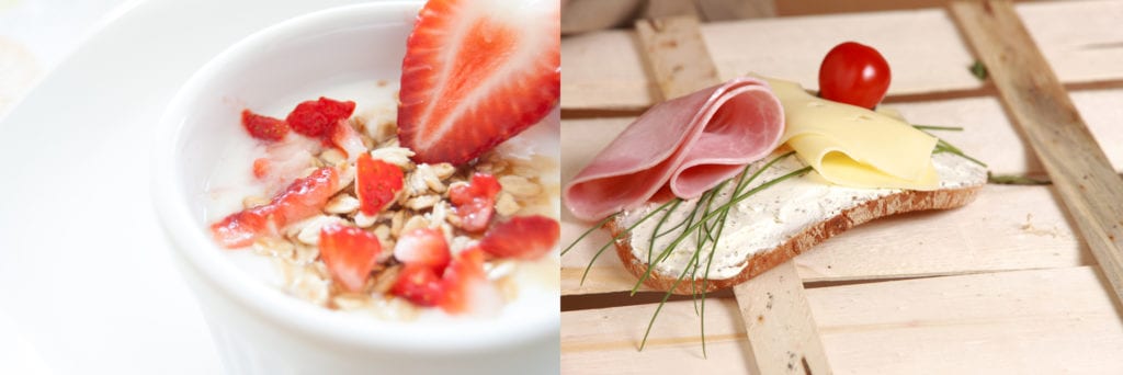 En næringsrik yoghurt med frukt eller en grov brødskive med proteiner av høy kvalitet er ypperlig frokost.